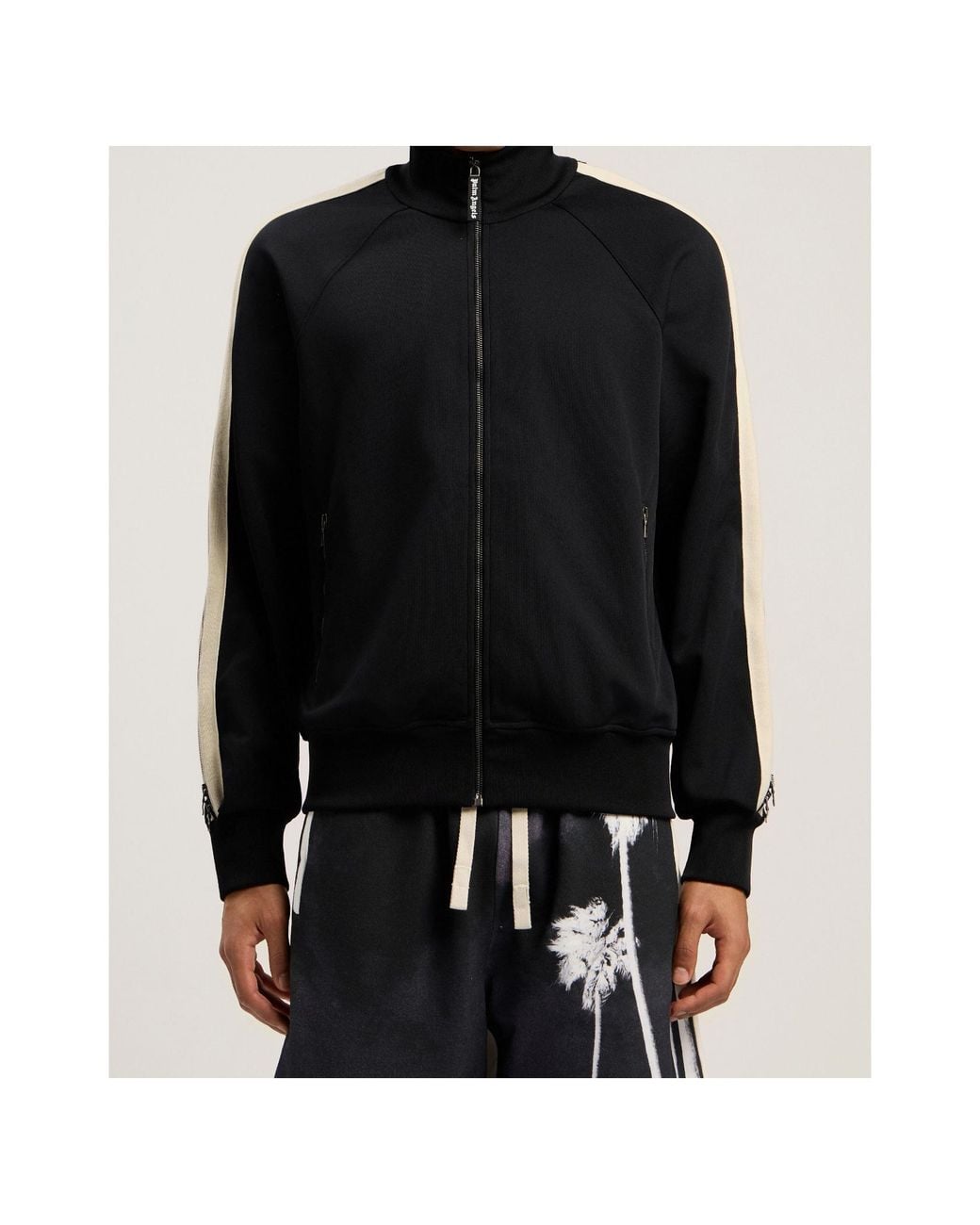 Palm Angels Black Zip-Up Track Jacket for men