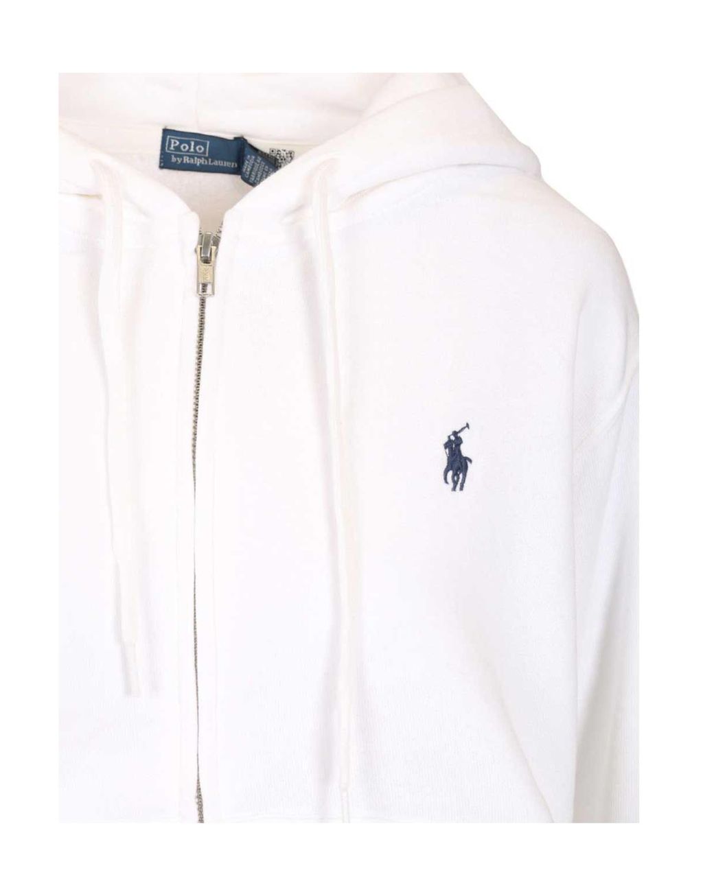 Polo Ralph Lauren White Full-Zip Drawstring Hoodie
