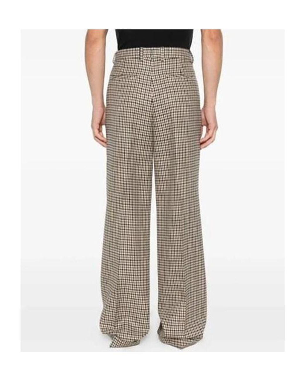 Valentino Gray Houndstooth Pleat Trousers for men