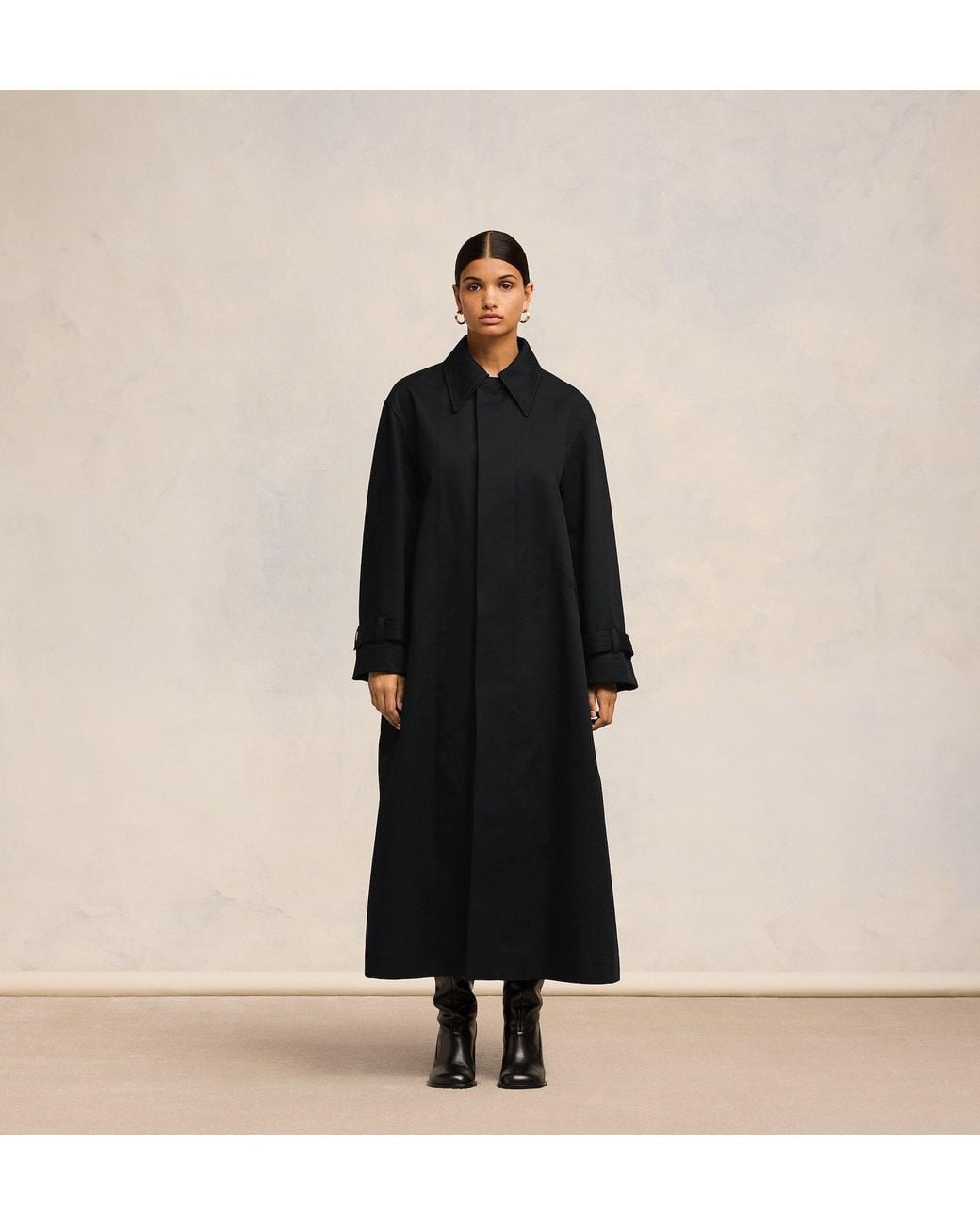 AMI Black Belted Cotton Trench Coat for men