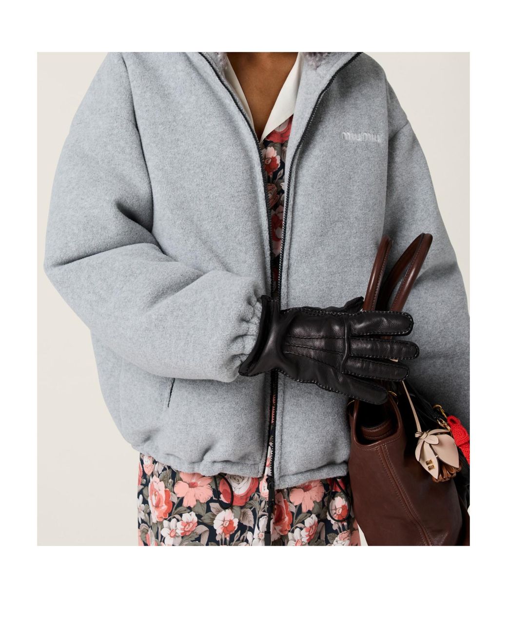 Miu Miu Gray Fleece Down Jacket