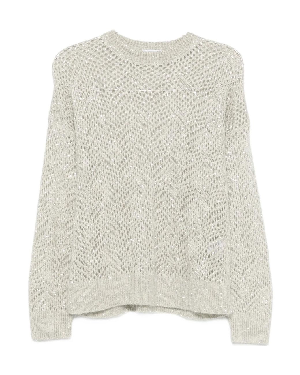 Brunello Cucinelli Natural Long-Sleeved Crewneck Jumper