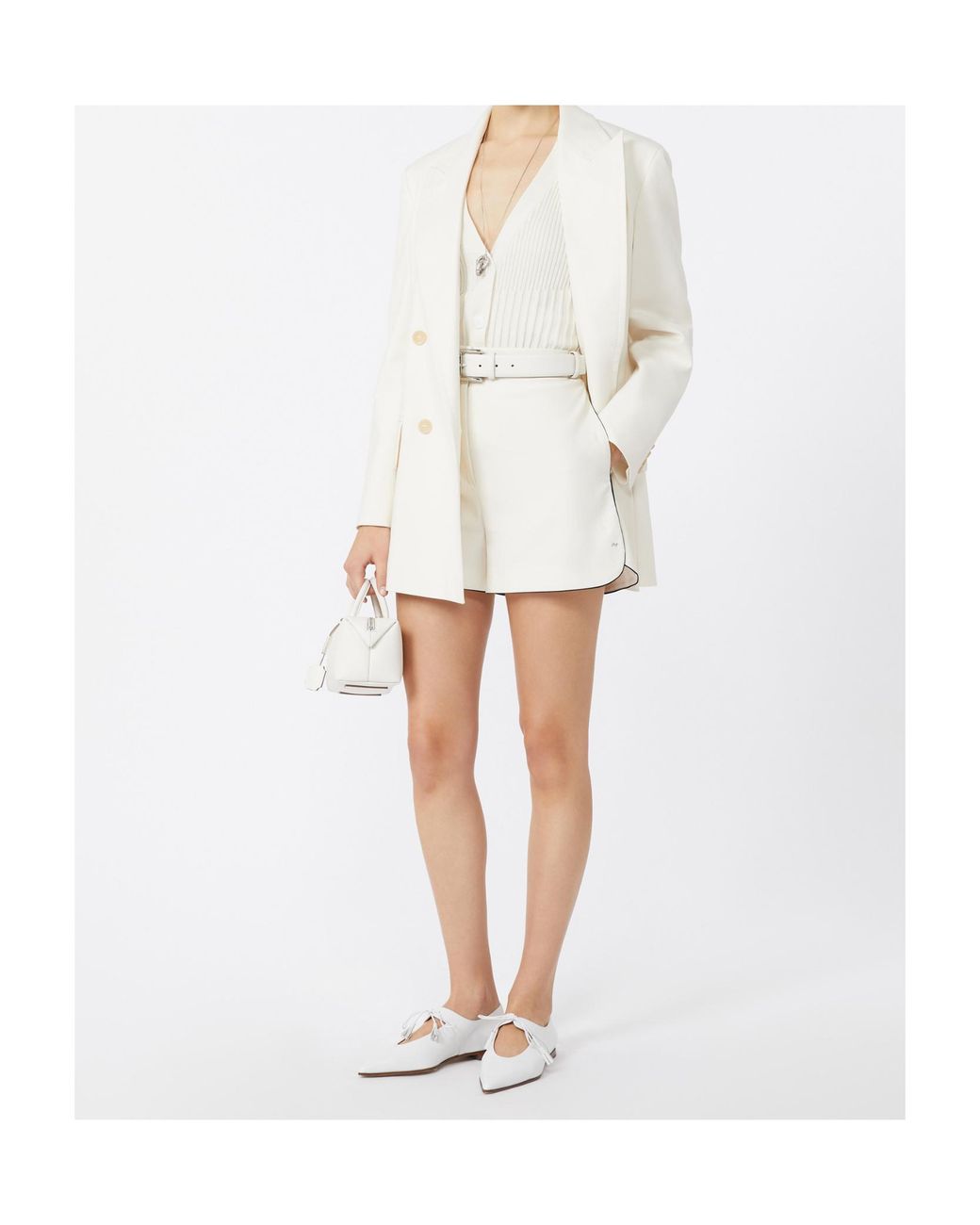 Max Mara White Cotton Yarn And Viscose Crepe Gilet