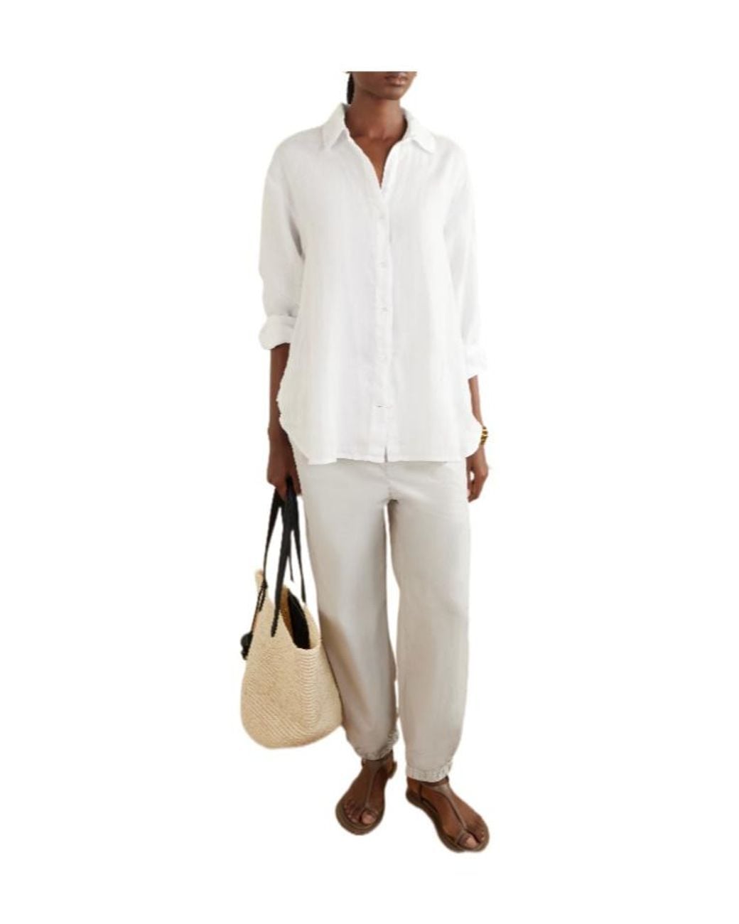James Perse White Simple And Versatile Cotton Pants