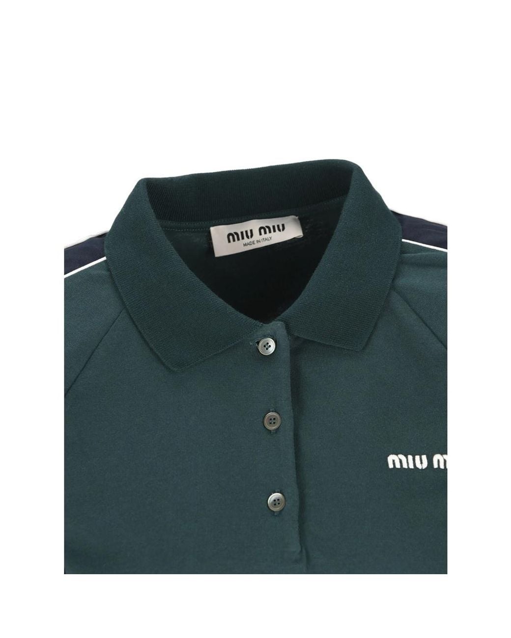 Miu Miu Green Logo-Embroidered Polo Shirt