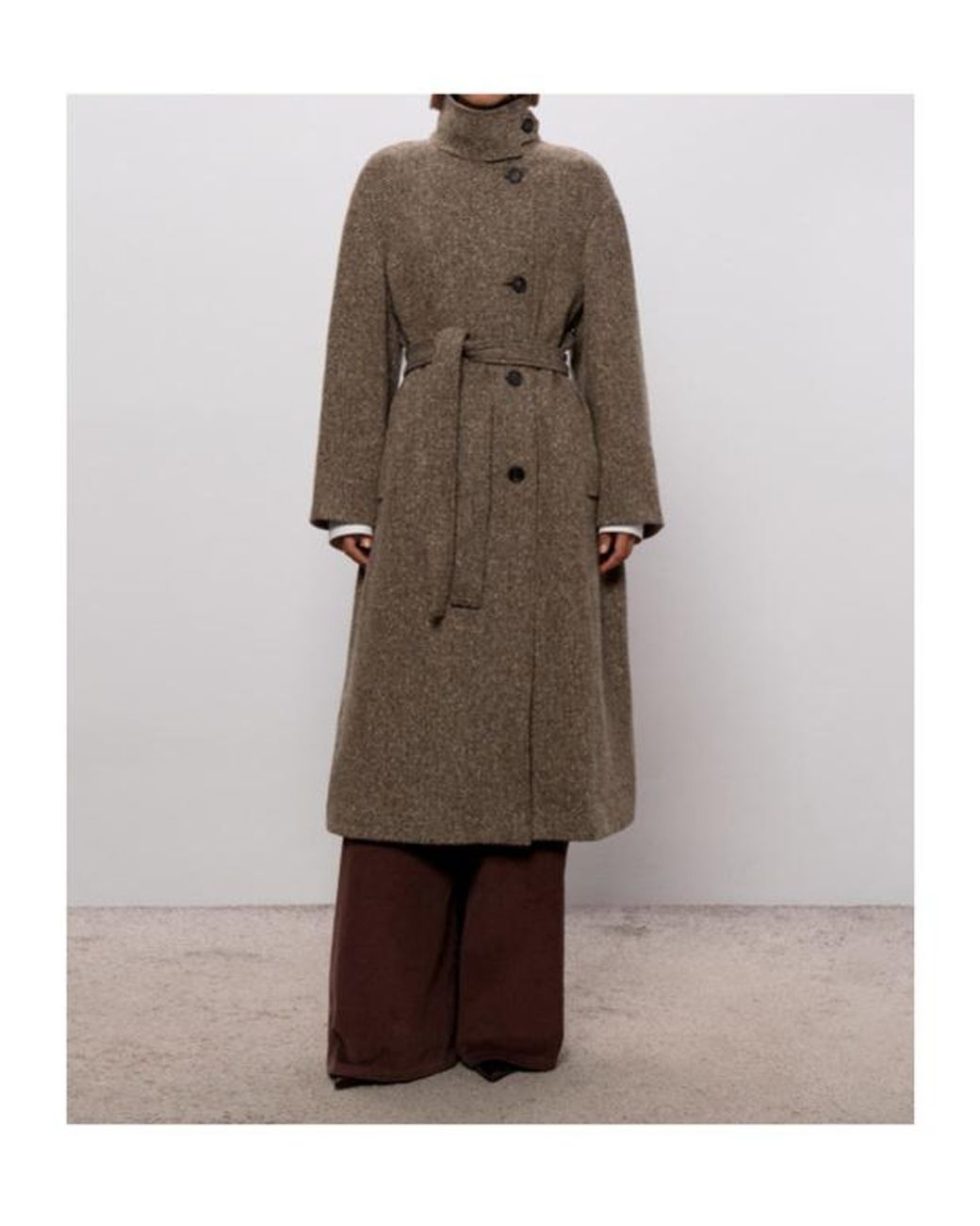 Brunello Cucinelli Gray Sparkling Chevron Belted Coat