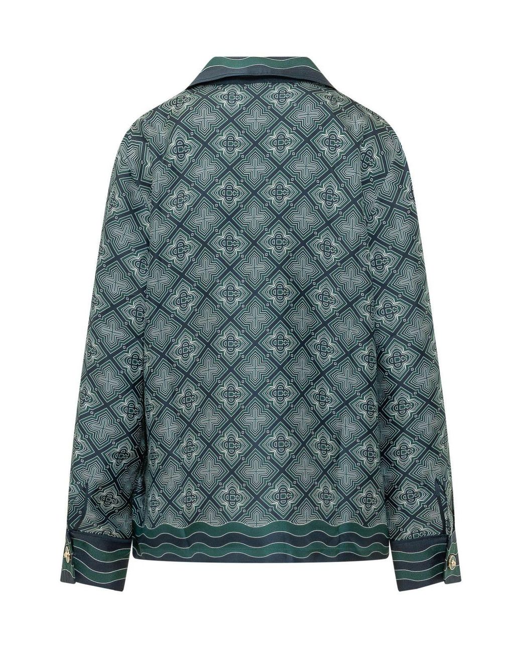 Casablanca Green Geometric Silk Pyjama Shirt