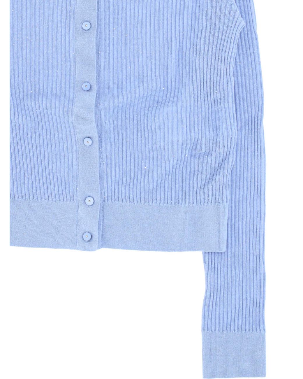 Max Mara Blue Studio Crewneck Button-Up Cardigan