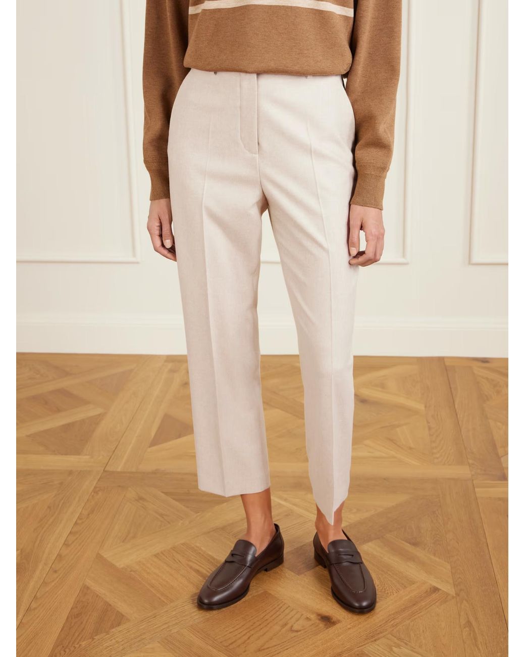 Loro Piana Natural Dermot Wool And Cashmere Blend Casual Pants