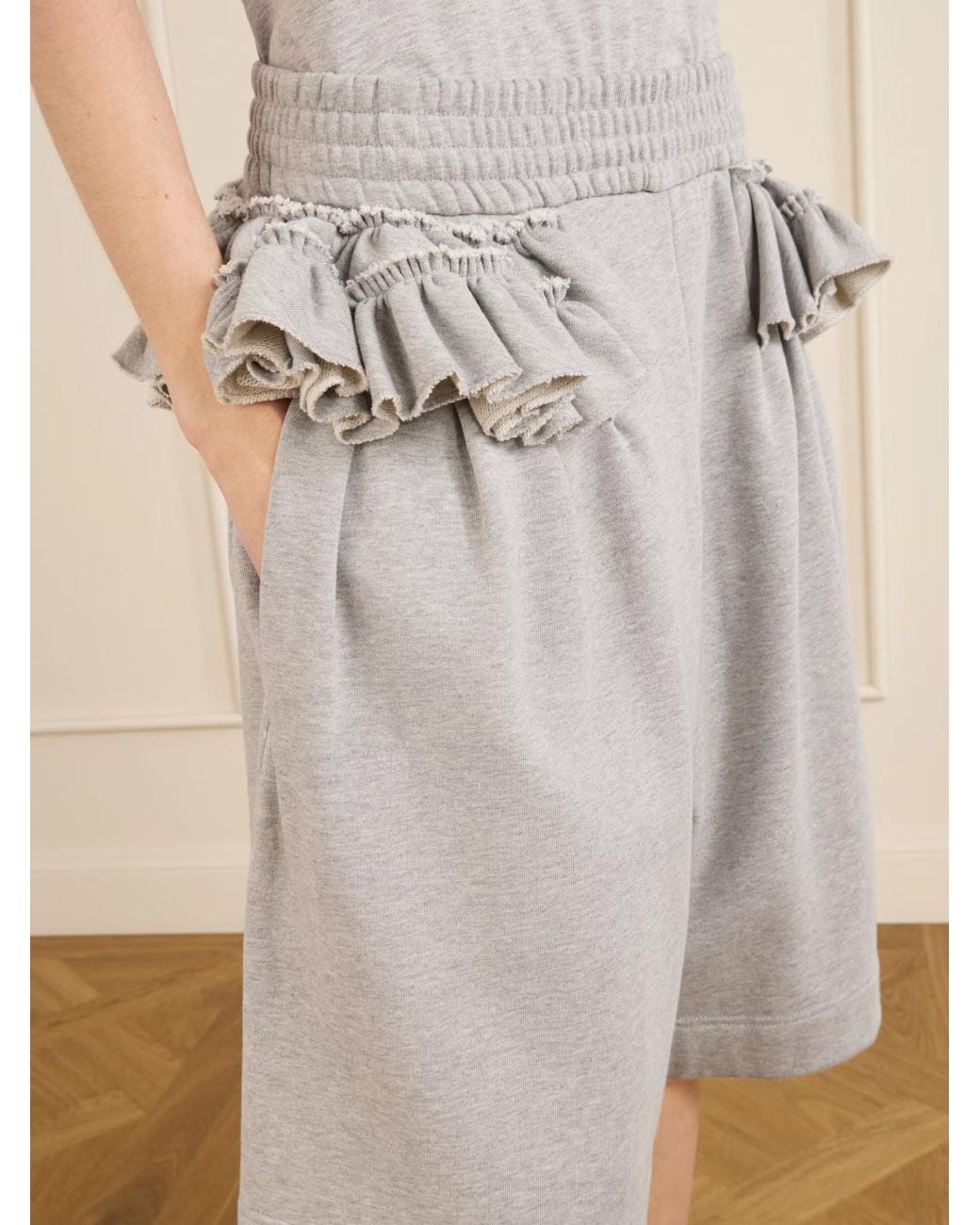 Dries Van Noten Gray Ruffled Shorts