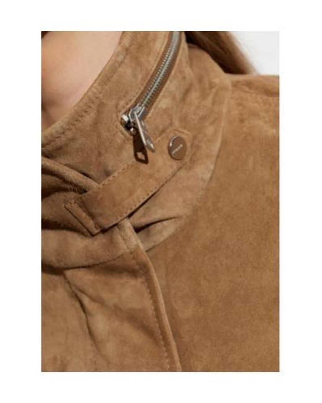 AllSaints Brown Suede Stand Collar Cargo Jacket