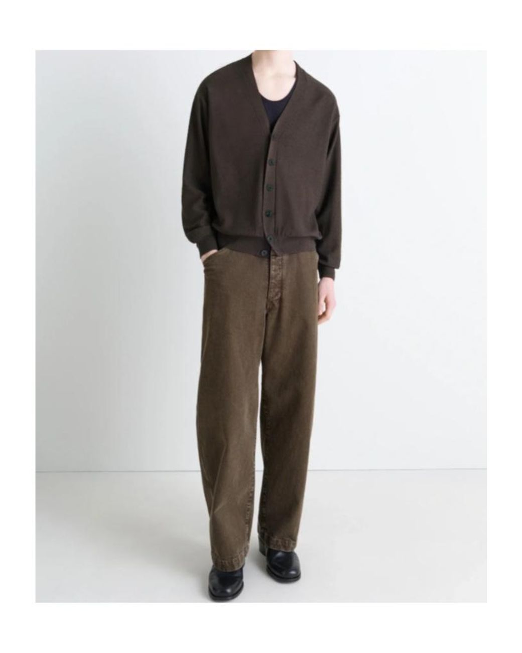 Lemaire Black V-Neck Long Sleeved Cardigan for men