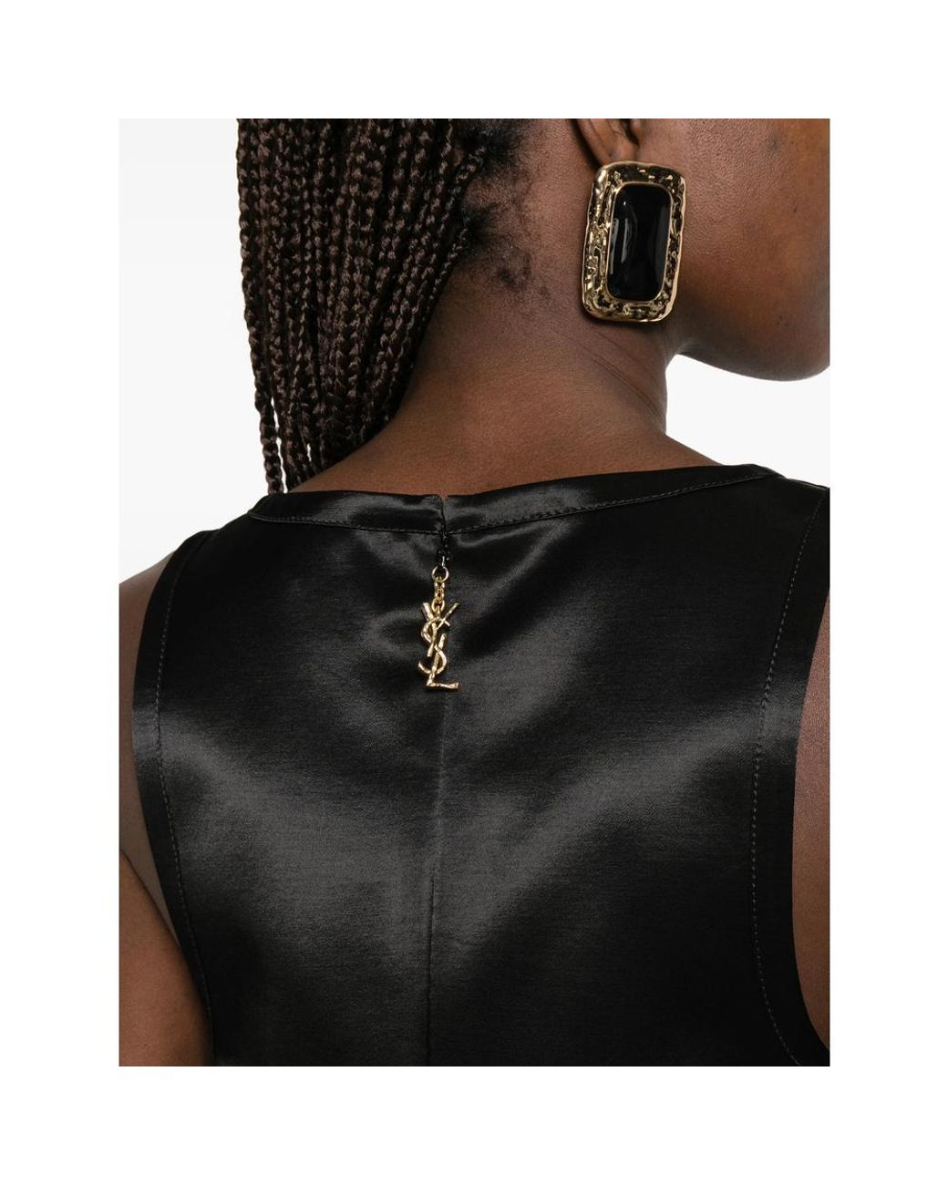Saint Laurent Black Cassandre Shift Top