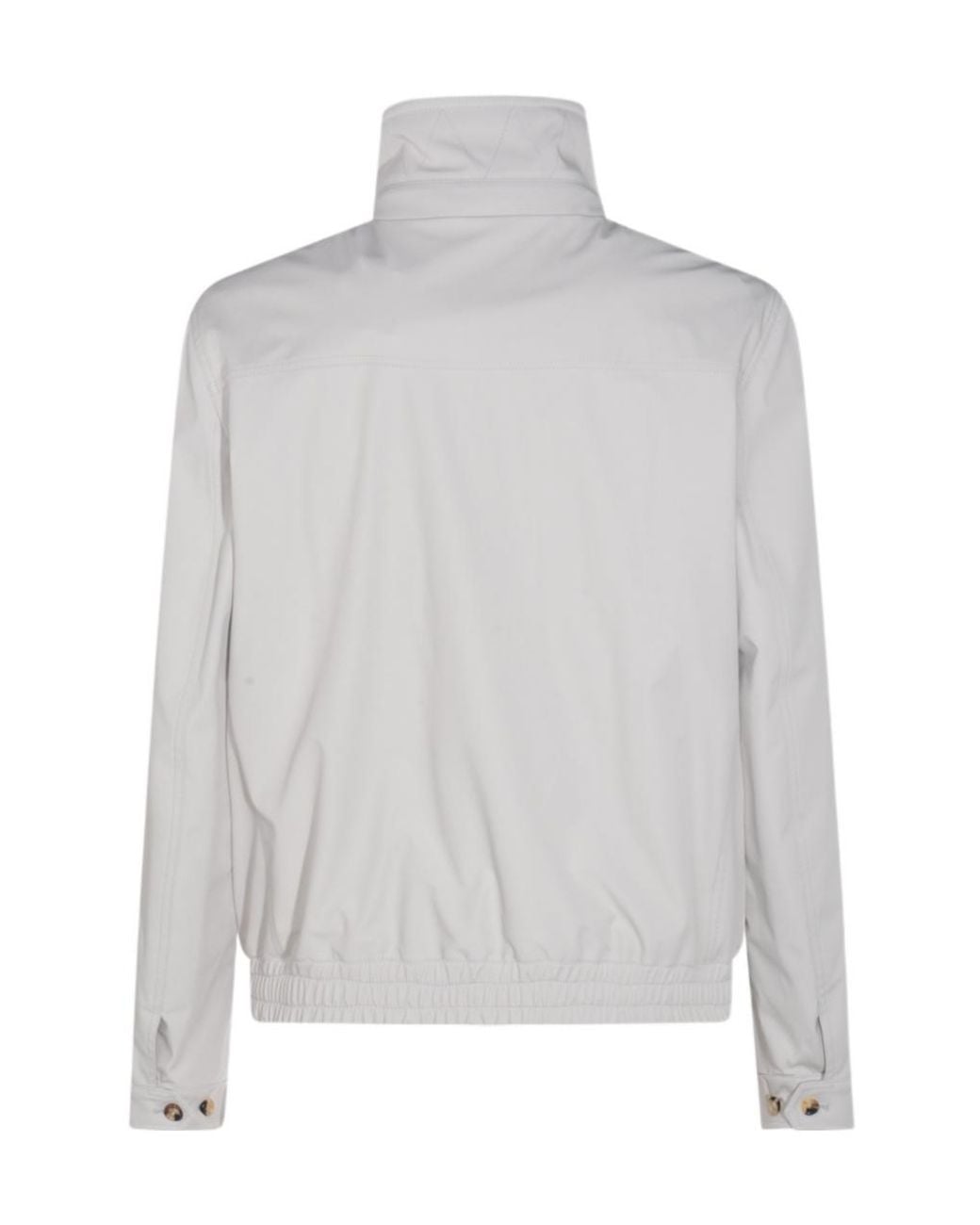 Brunello Cucinelli White High Neck Bomber Jacket for men
