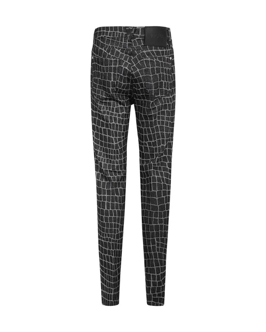 Versace Gray Crocodile-Print Straight-Leg Jeans for men