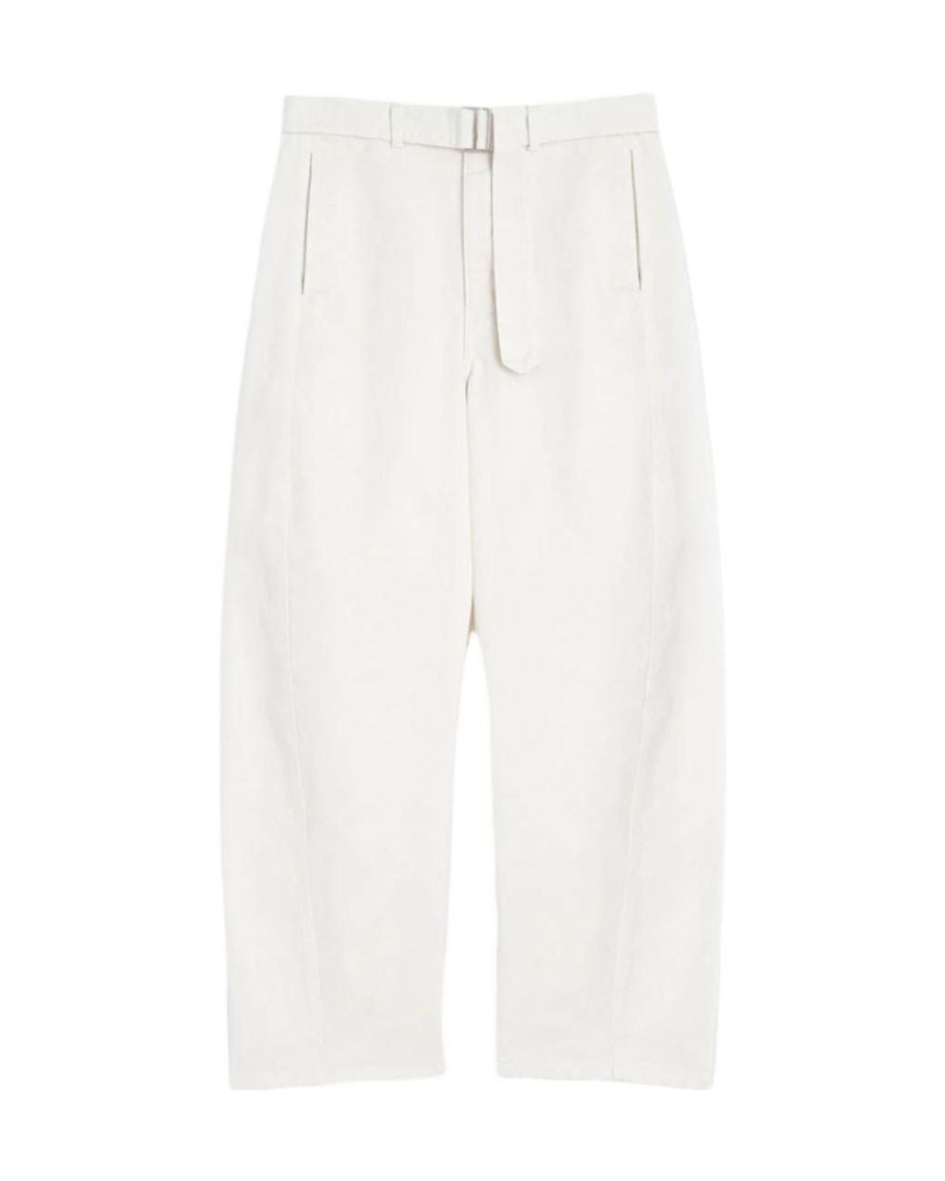Lemaire White Twisted Belted Straight-Leg Trousers