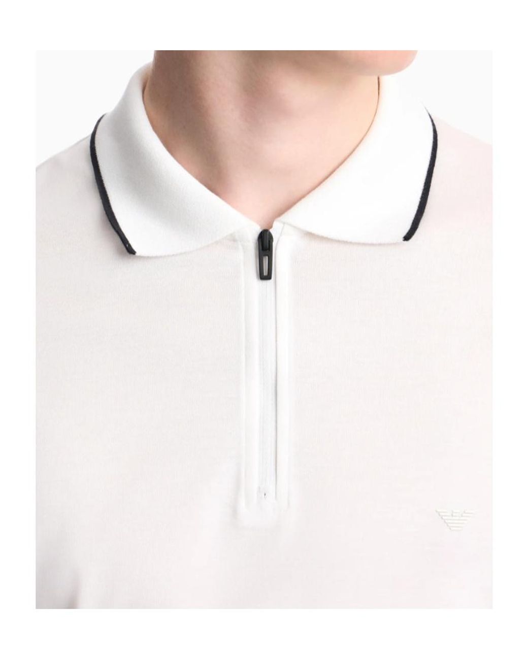 Emporio Armani White Short-Sleeved Collared Polo Shirt for men