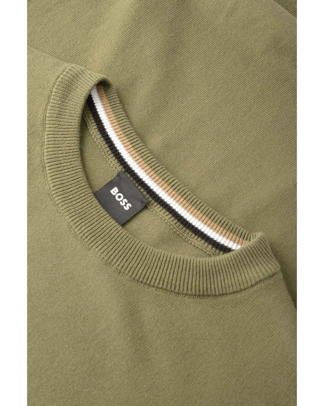 Boss Green Embroidered Logo Cotton Sweater for men