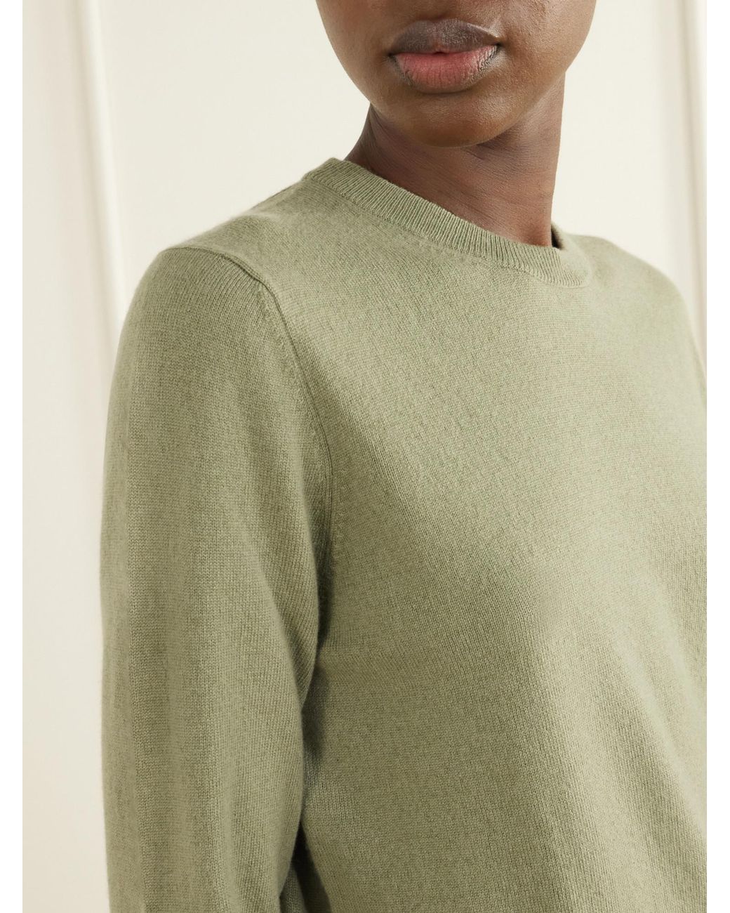 Allude Green Wool And Cashmere-Blend Sweater
