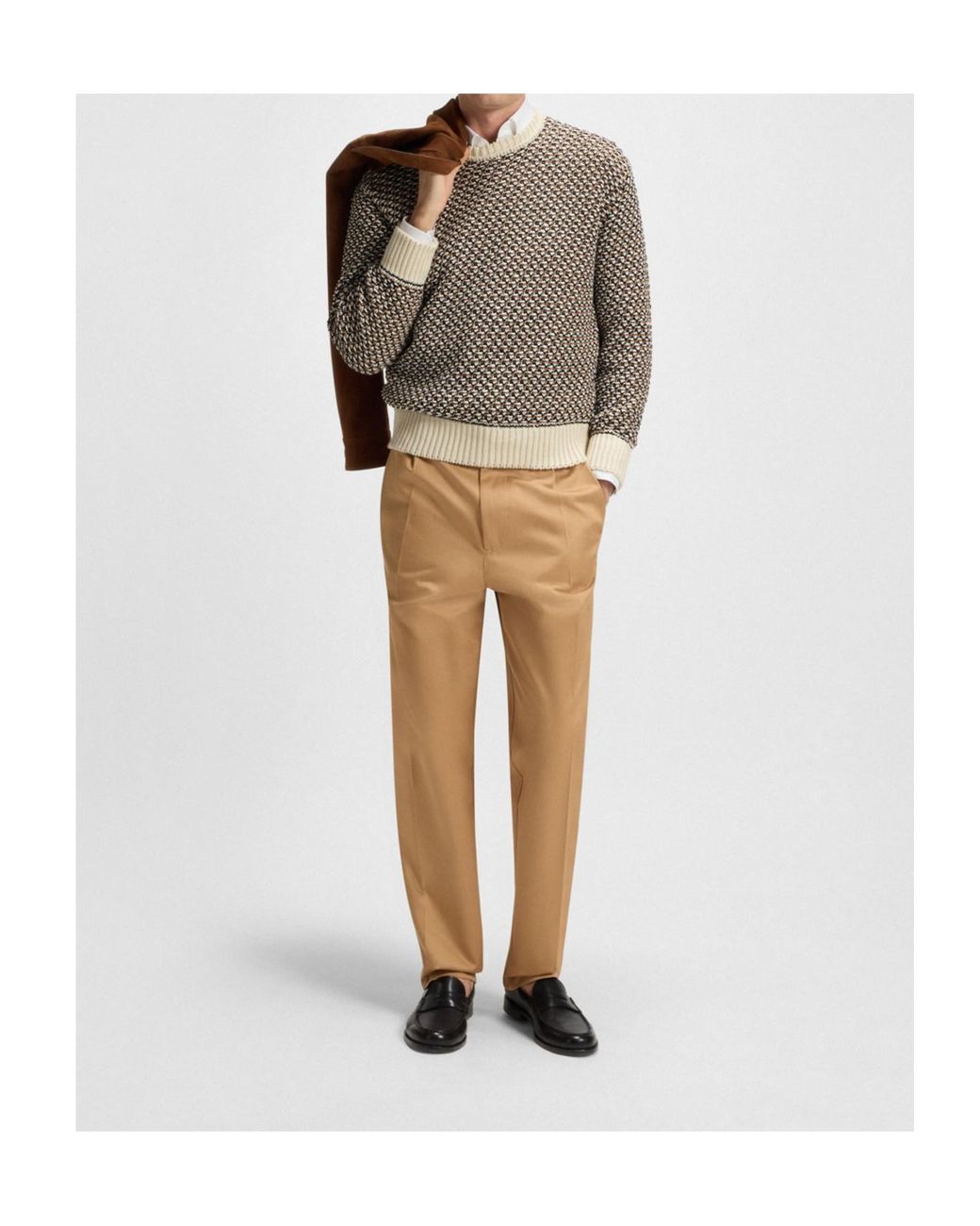 Boss Gray Round-Neck Sweater for men