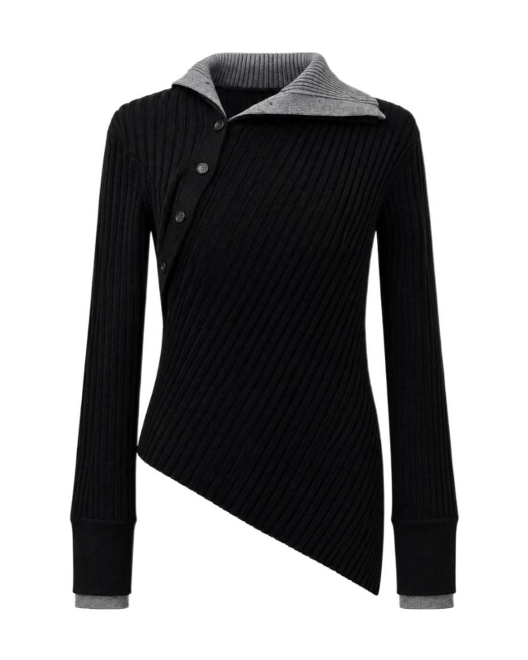 Egonlab Black Asymmetric High-Neck Sweater for men