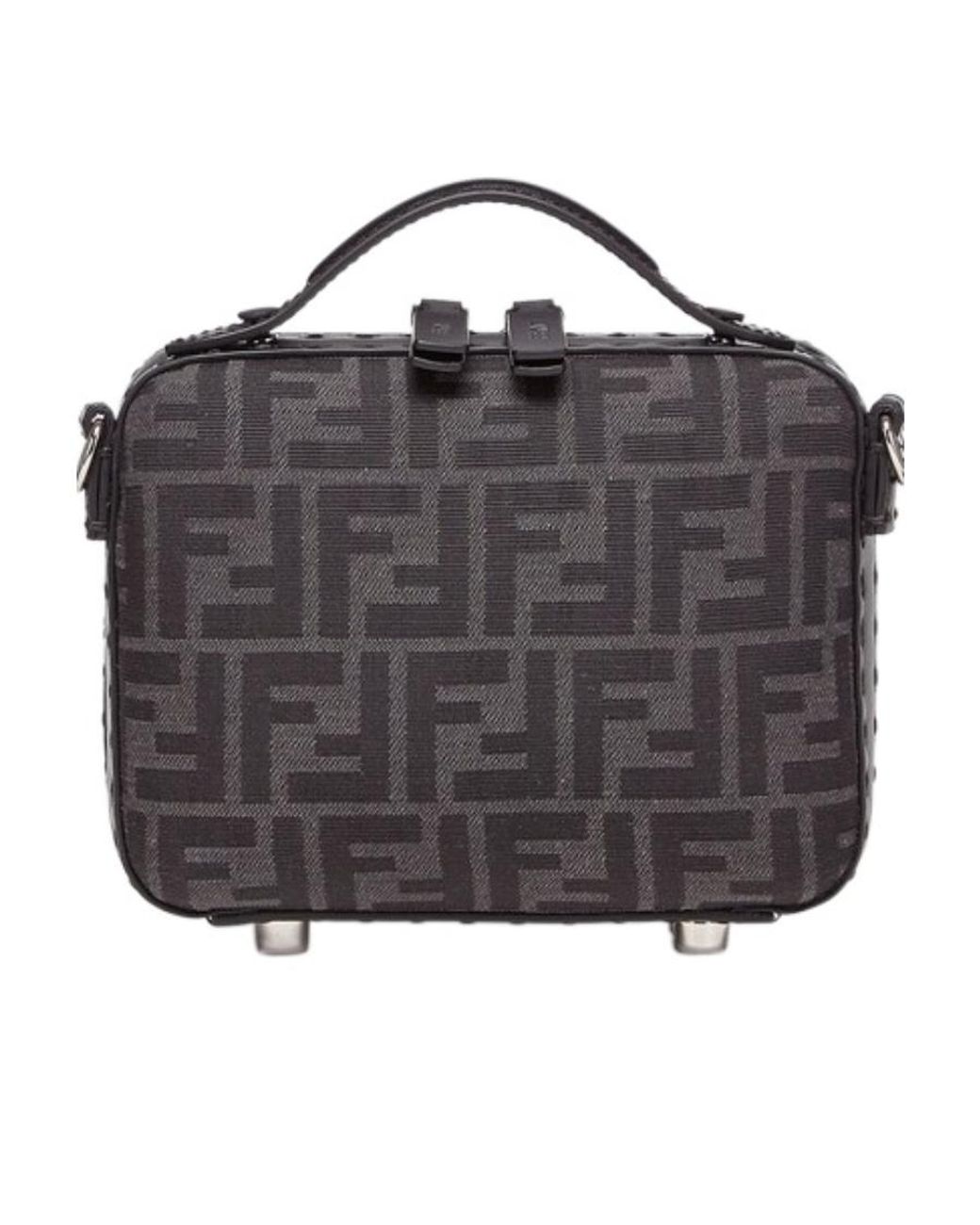 Fendi Gray Ff Jacquard Zipped Mini Tote Bag for men