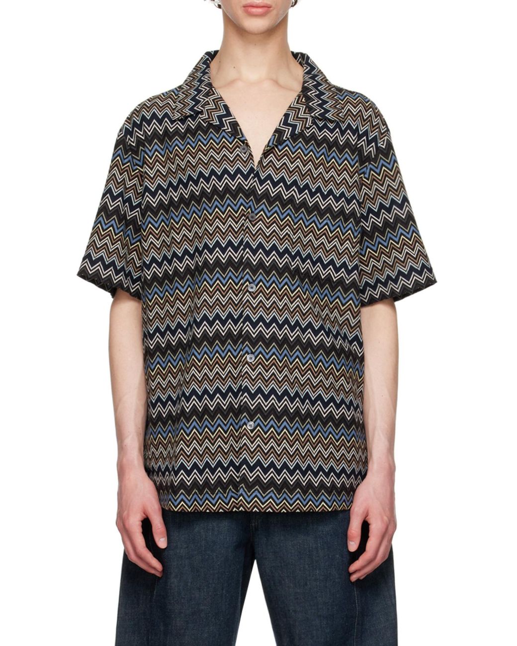Missoni Black Zigzag Bowling Shirt for men