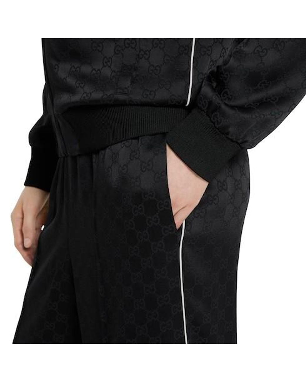 Gucci Black Gg Jacquard Elastic Waistband Pants