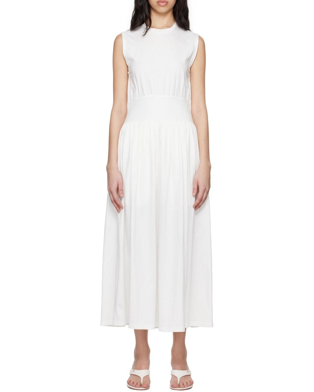 Totême  White Totême Crewneck Sleeveless Maxi Dress