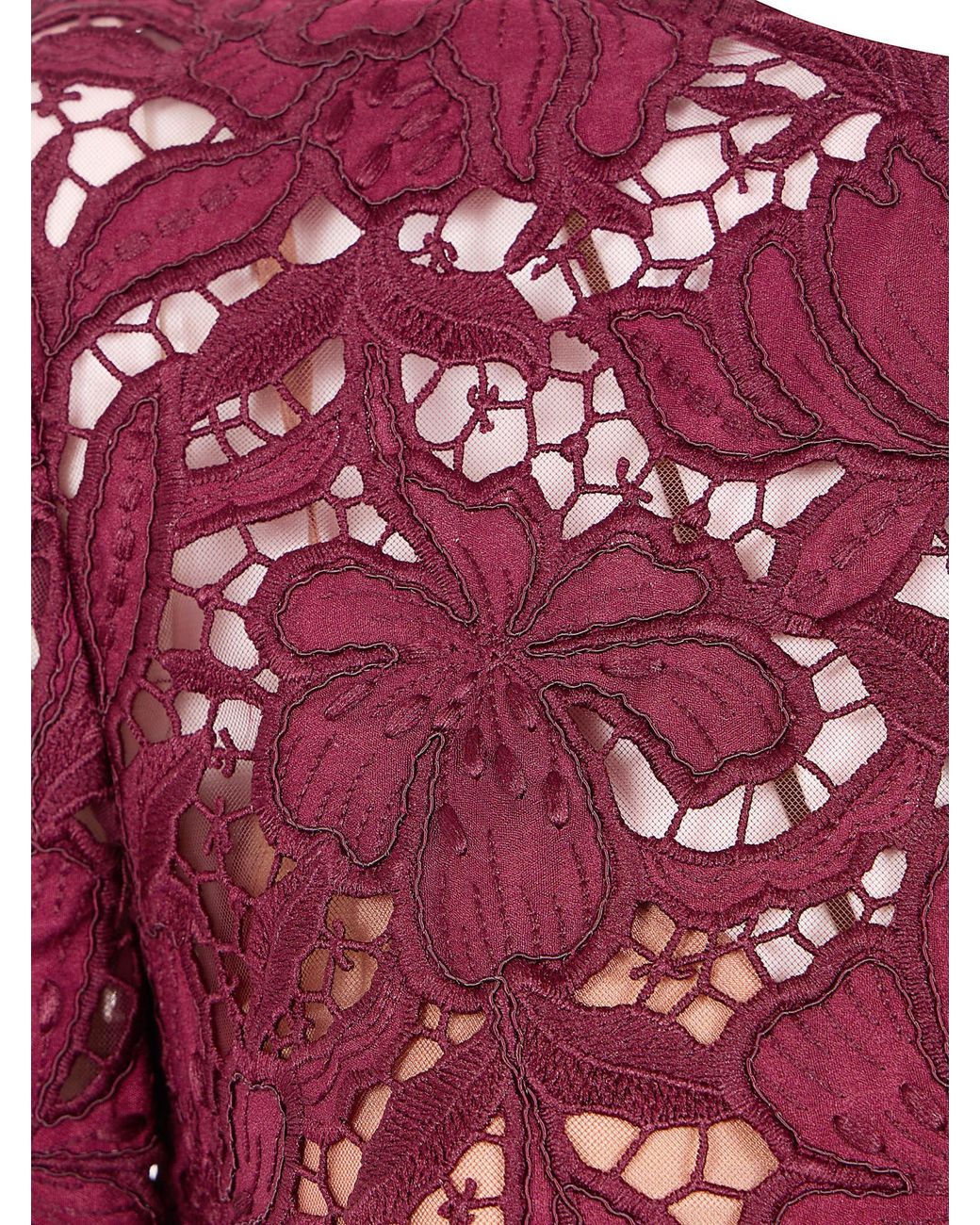 Self-Portrait Purple Floral Lace Belted Midi Dress
