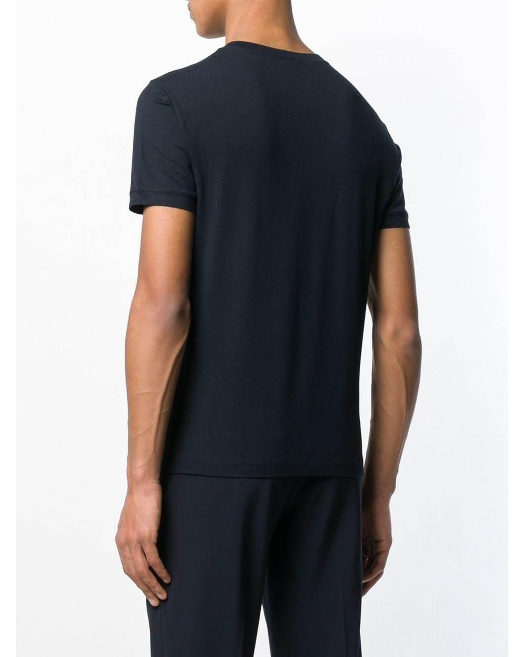 Giorgio Armani Black Dark Logo Embroidered T-Shirt for men