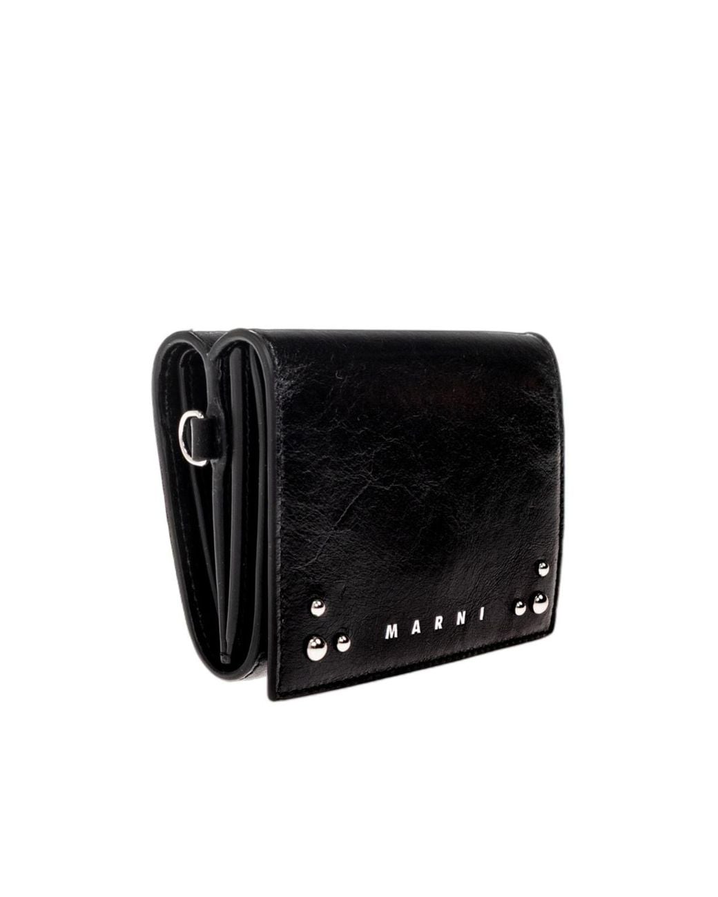 Marni Black Leather Wallet With Logo