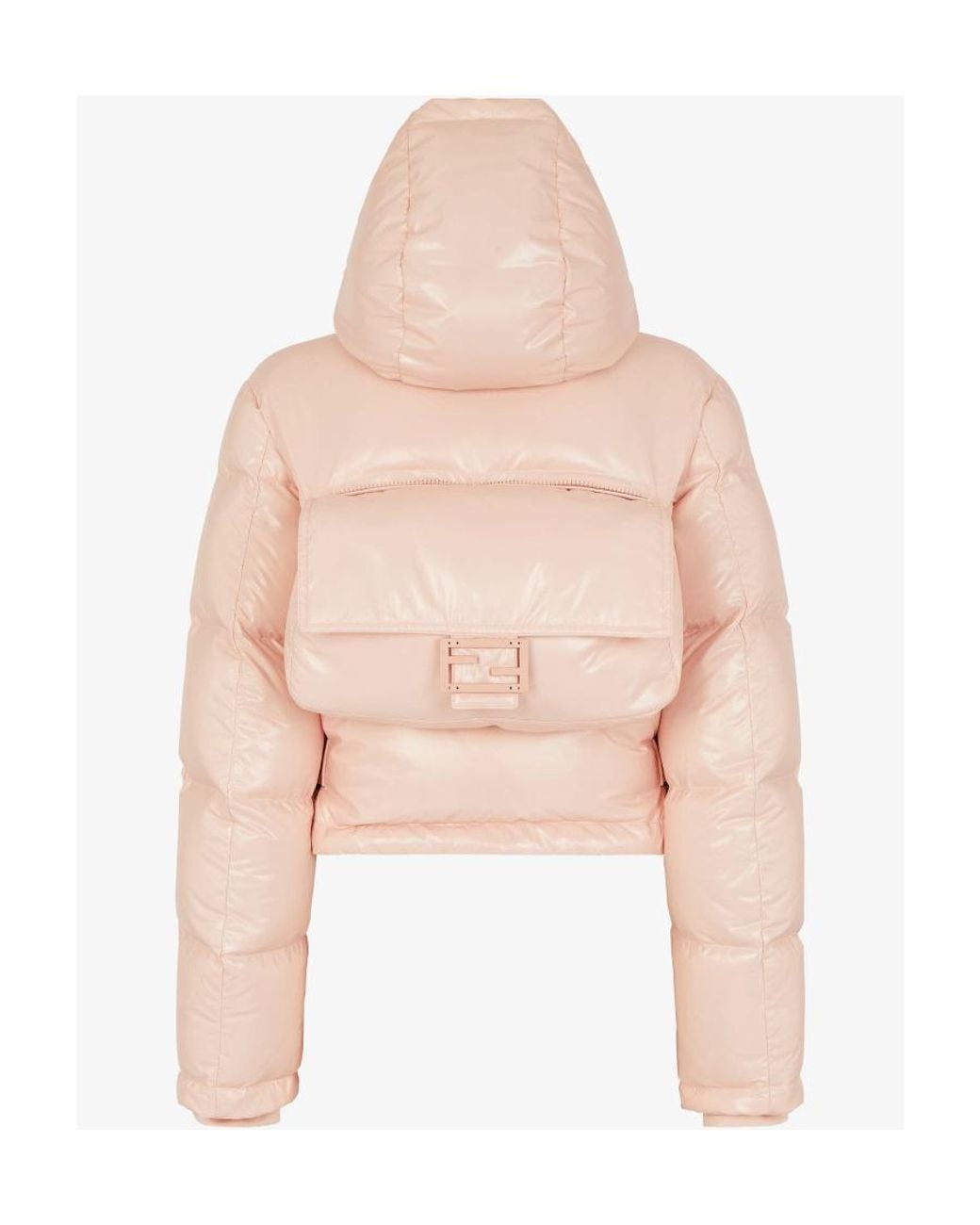 Fendi Pink Cropped Zip-Up Padded Jacket