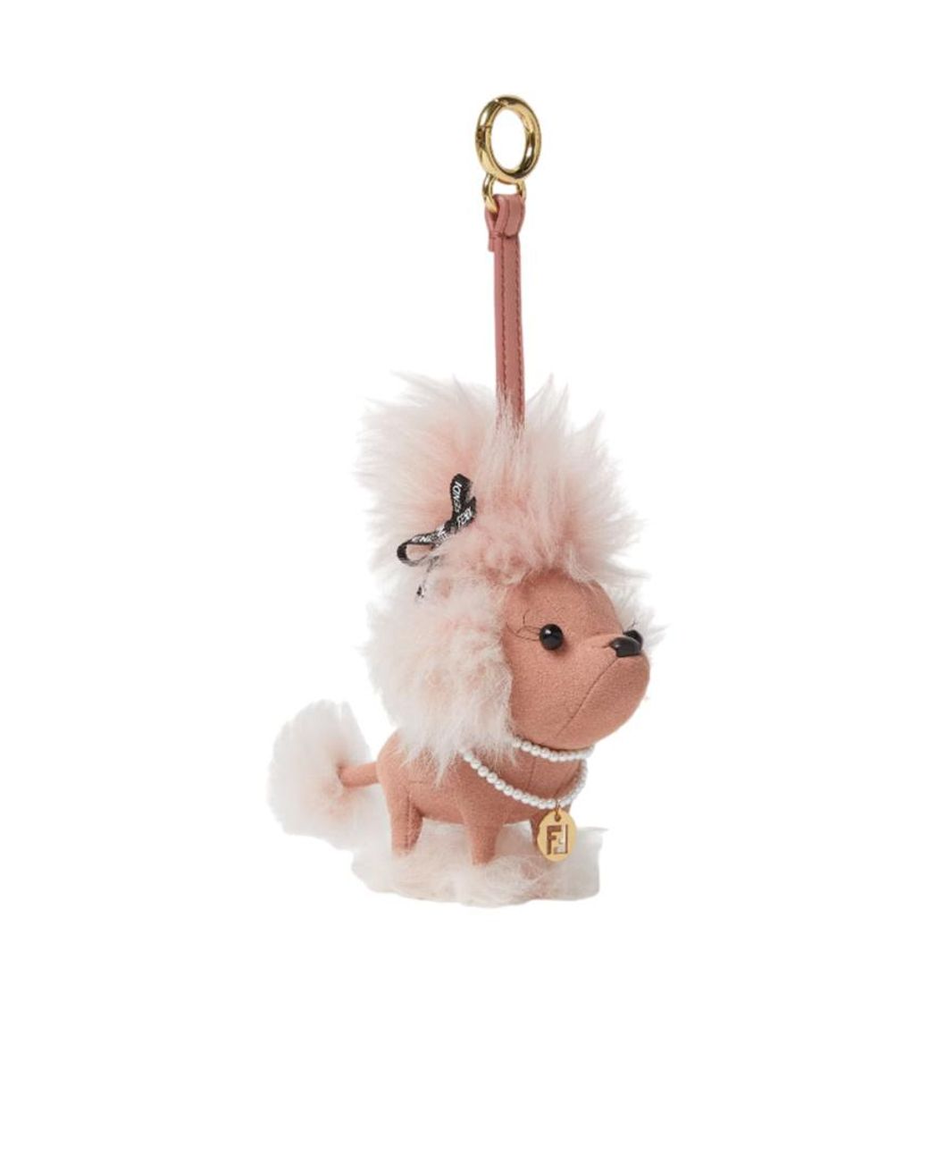 Fendi Pink Shearling And Fabric Charm