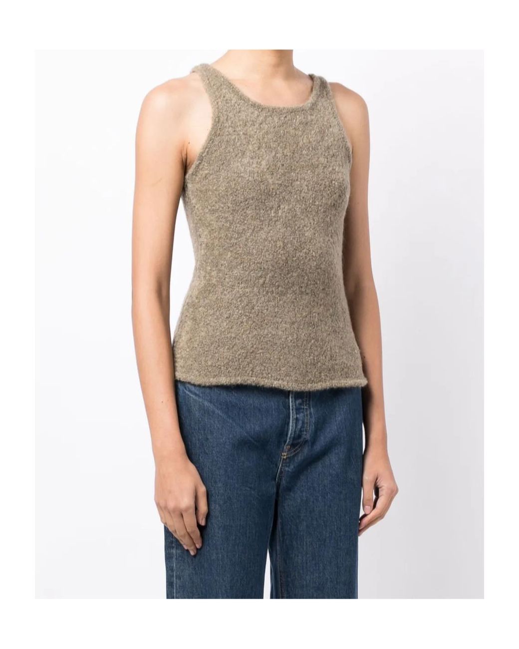 Low Classic Natural Sleeveless Fleece Knitted Top