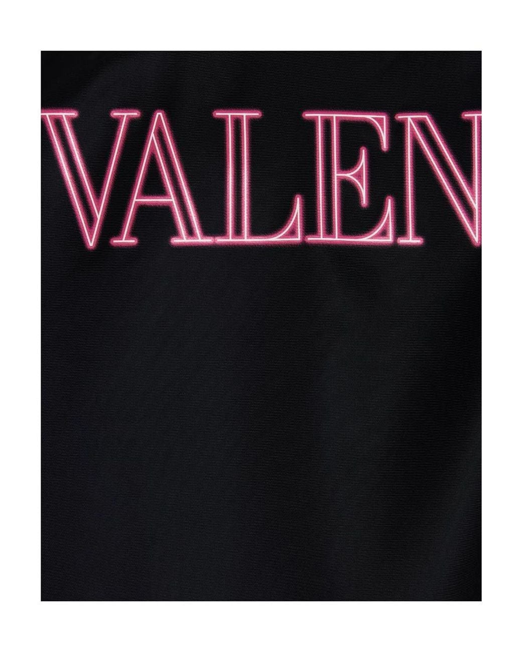 Valentino Blue Logo Printed Zipped Bomber Jacket for men