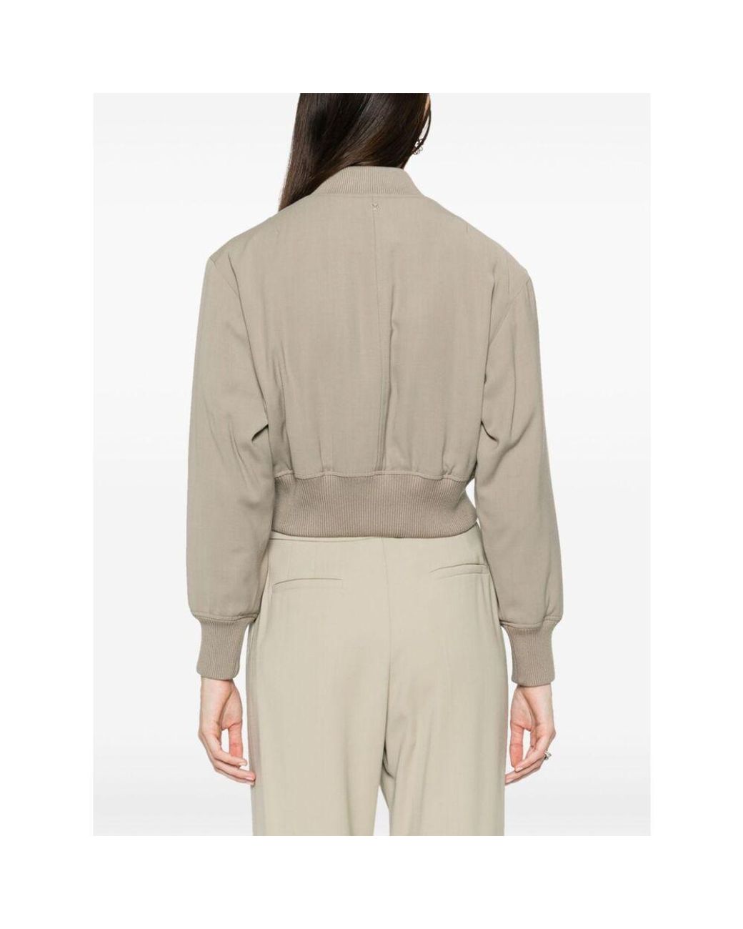 AMI Natural Zip-Up Padded Bomber Jacket