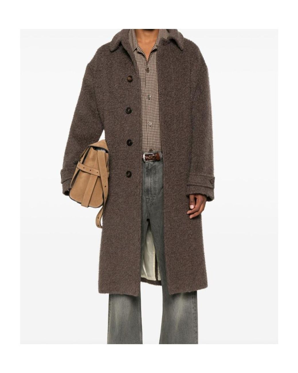 Golden Goose Deluxe Brand Brown Long Sleeved Brooch Detailed Coat for men