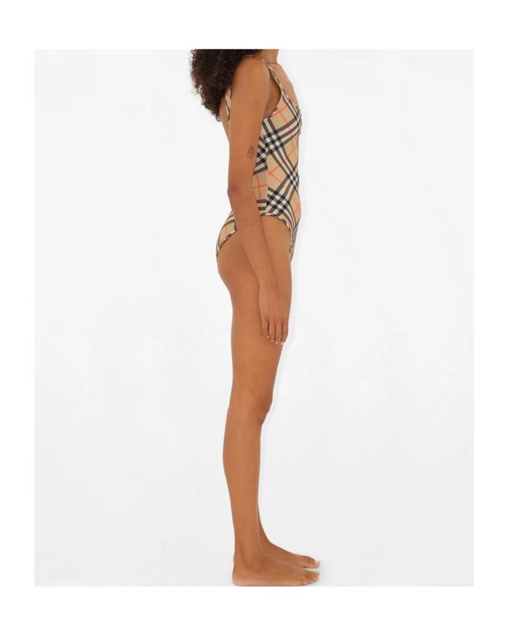 Burberry Natural Plaidpattern Swimsuit