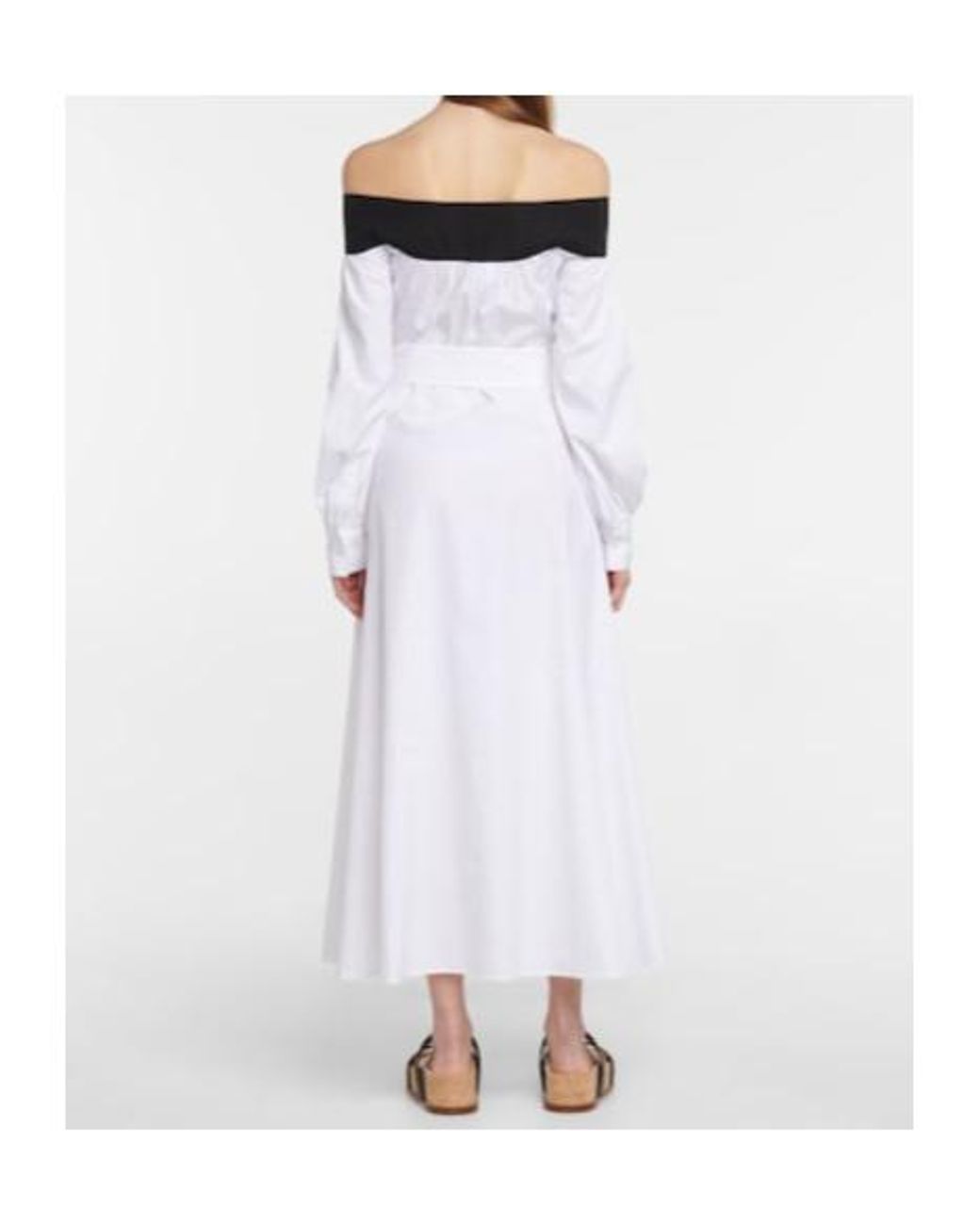 Gabriela Hearst White Elias Off-Shoulder Cotton Midi Dress
