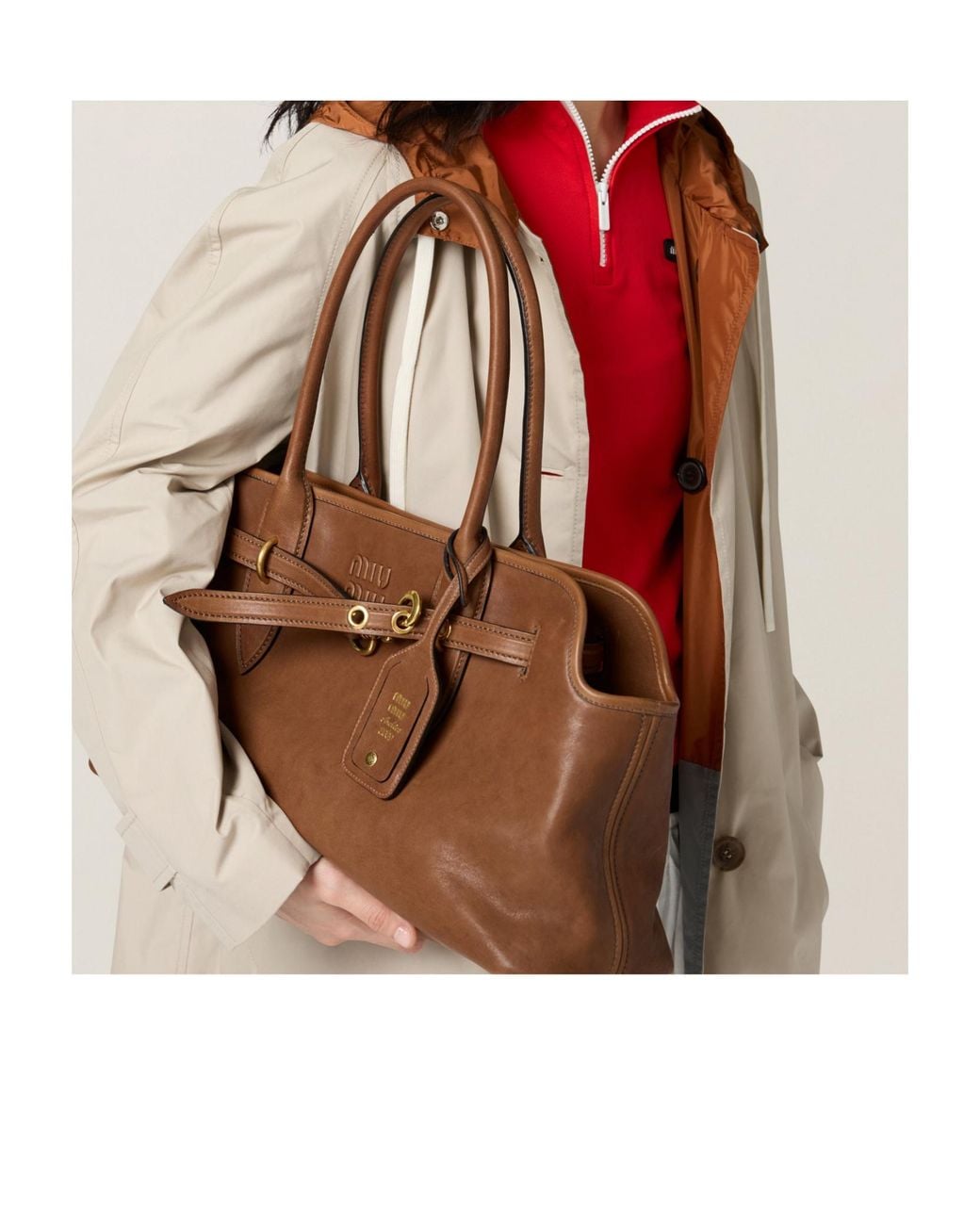Miu Miu Brown Aventure Nappa Leather Bag