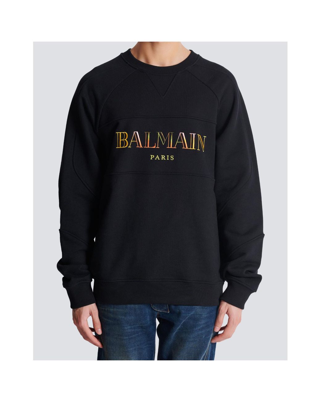 Balmain Blue Cotton Logo Sweatshirt for men