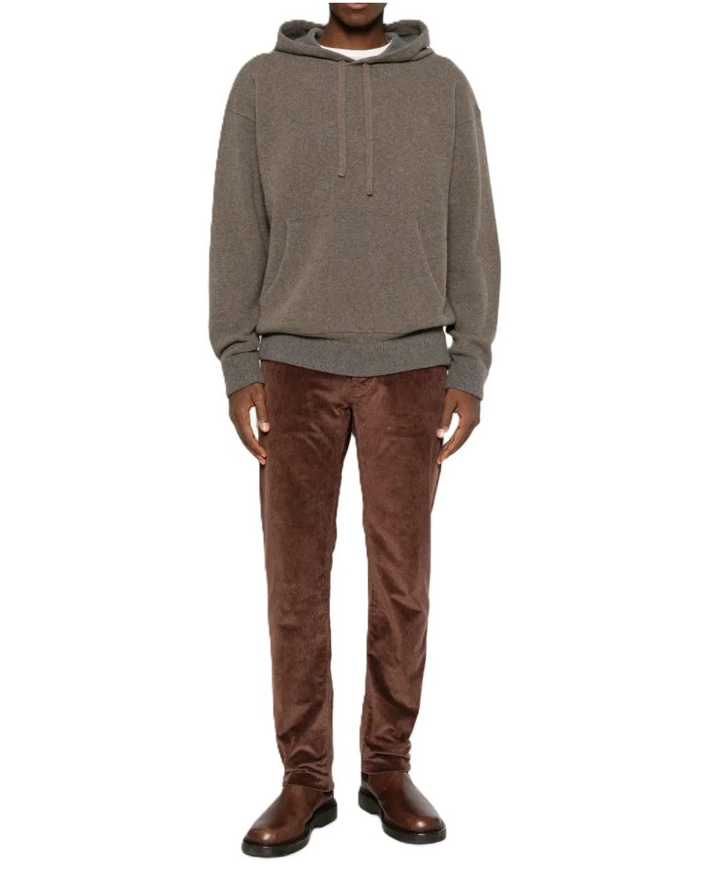 Roberto Collina Brown Front-Pouch Hoodie for men