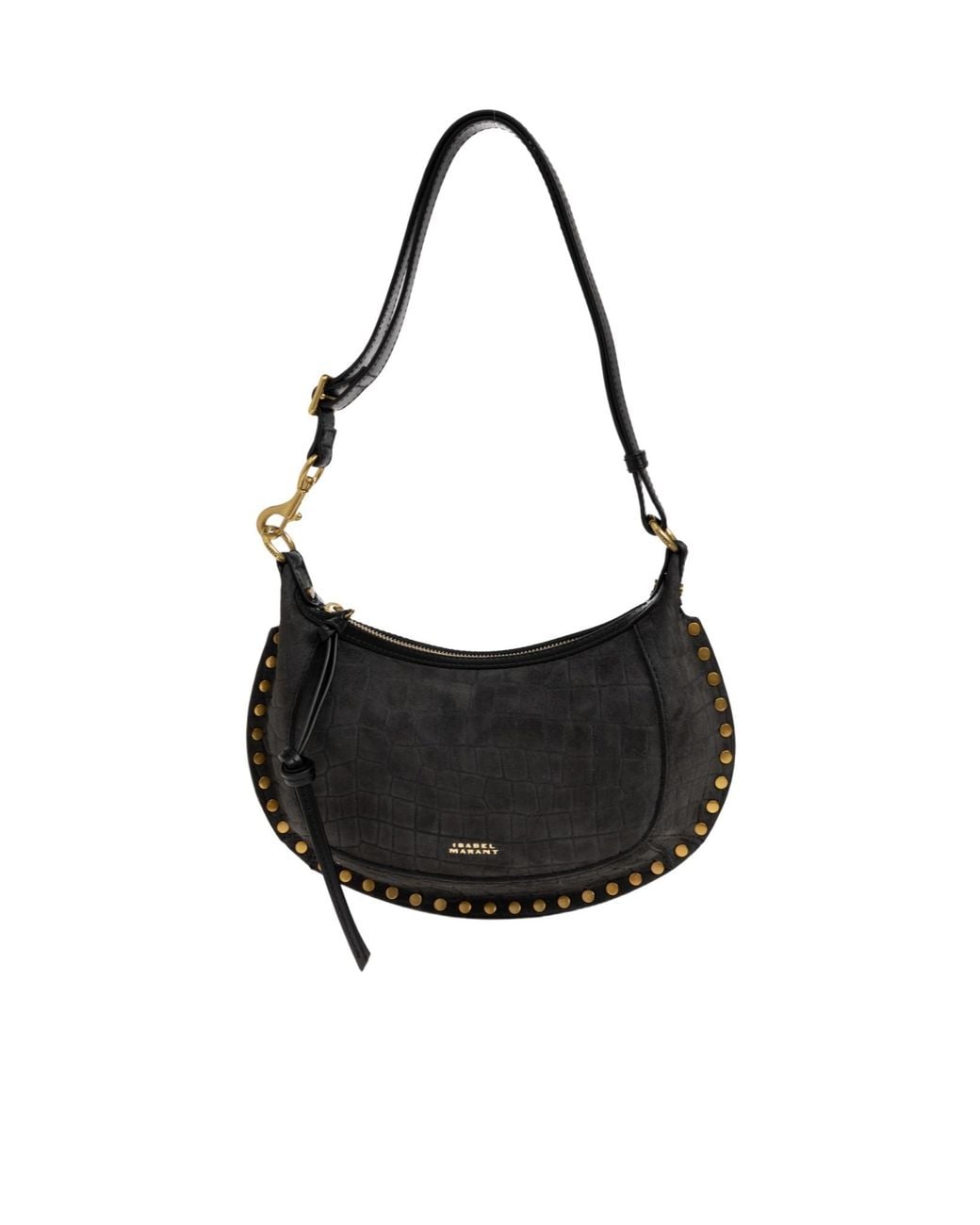 Isabel Marant Black Oskan Moon Studded Shoulder Bag