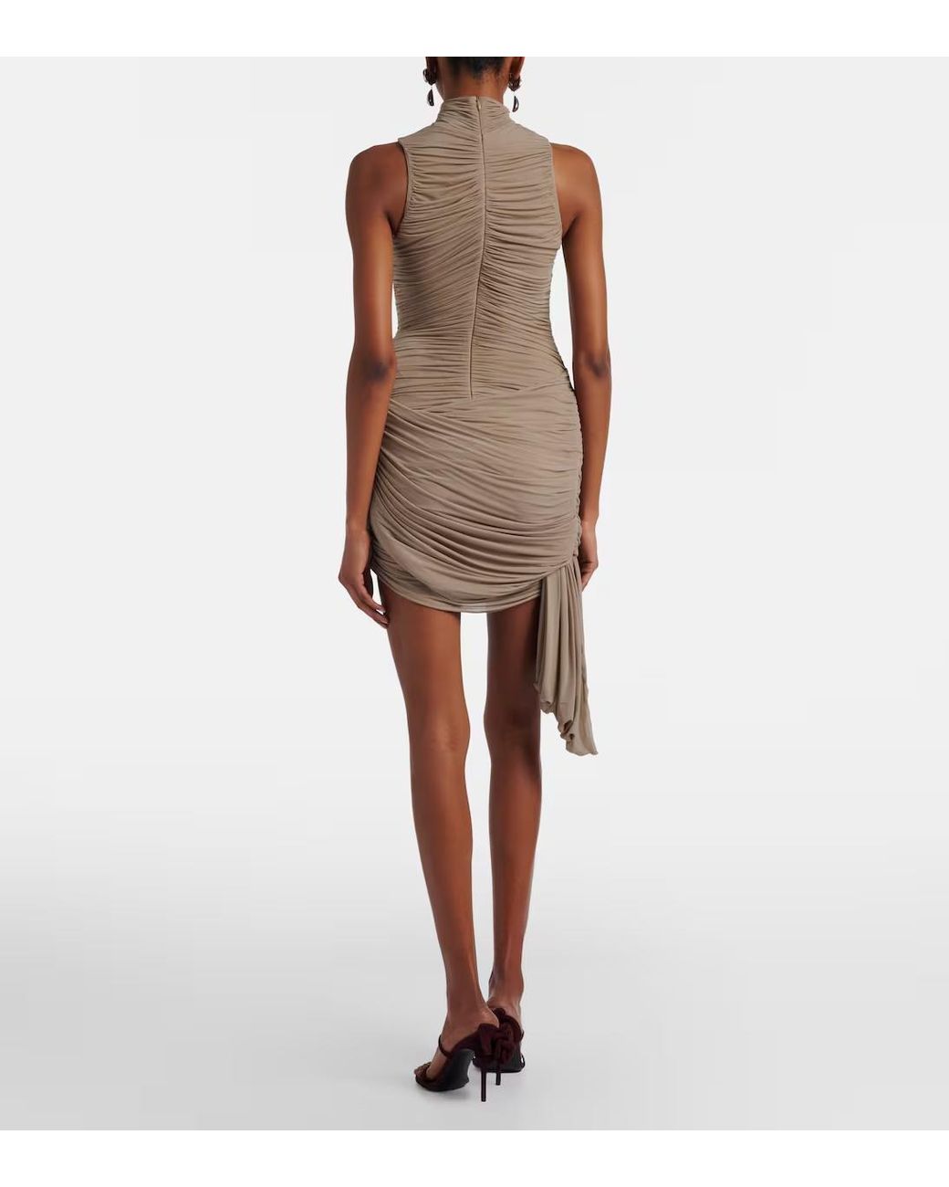 Magda Butrym Natural Floral-Appliqué Ruched Minidress