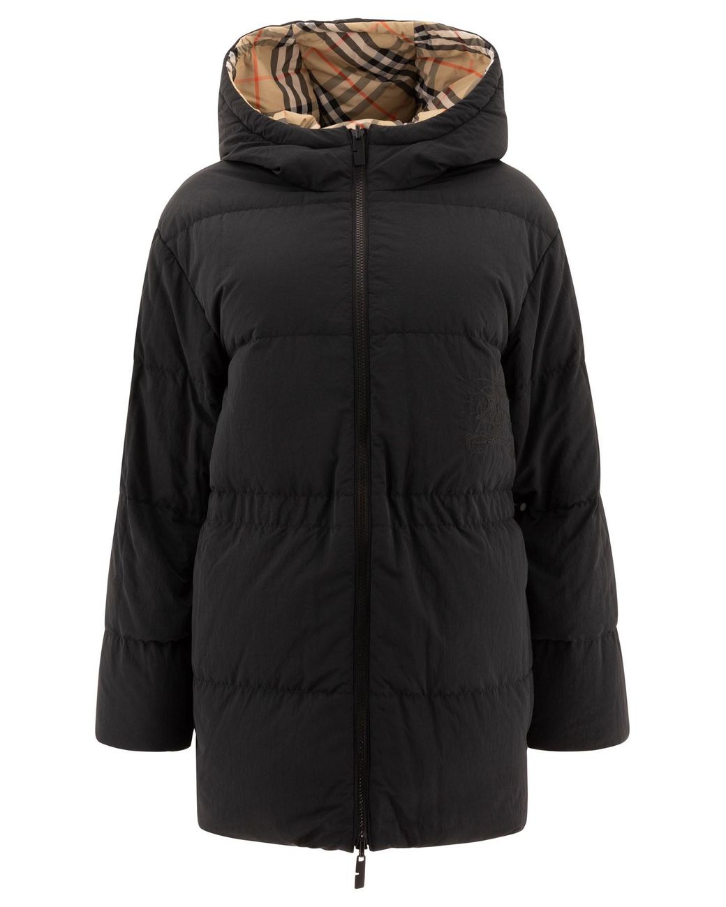 Burberry Metallic Checked Hooded Reversible Down Jacket