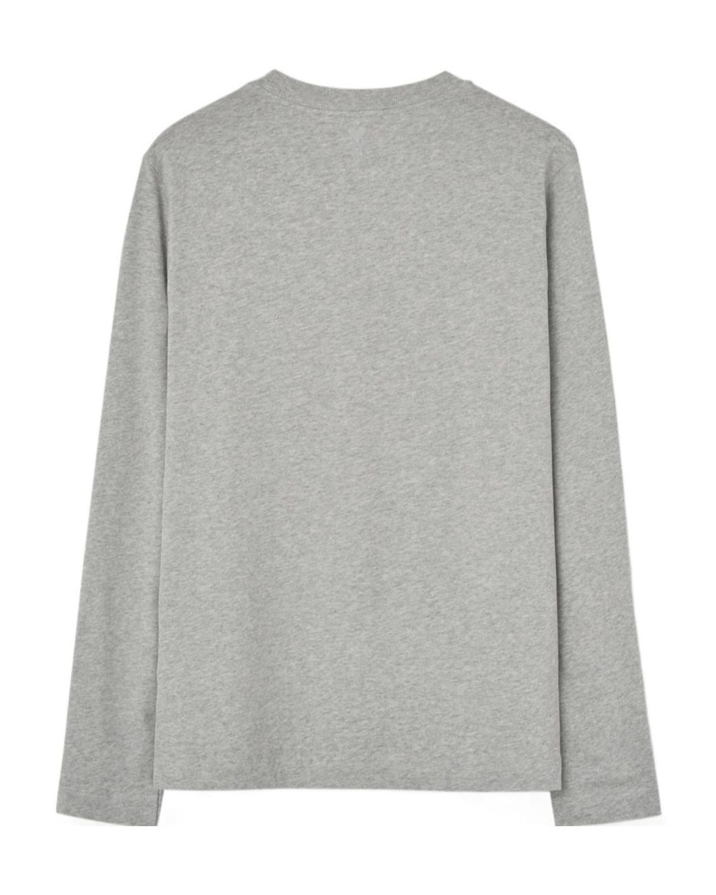 AMI Gray Ami Long Sleeved Crewneck T-Shirt for men