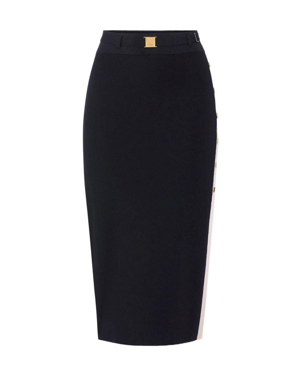 Elisabetta Franchi Blue Belted Knitted Midi Skirt