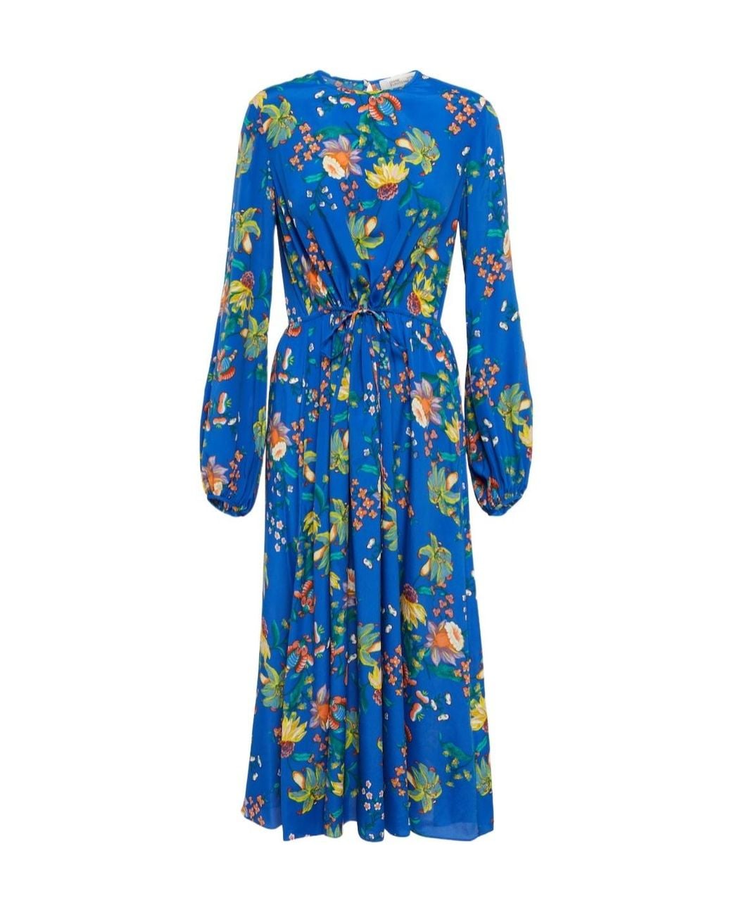 Diane von Furstenberg Blue Sydney Floral Midi Dress