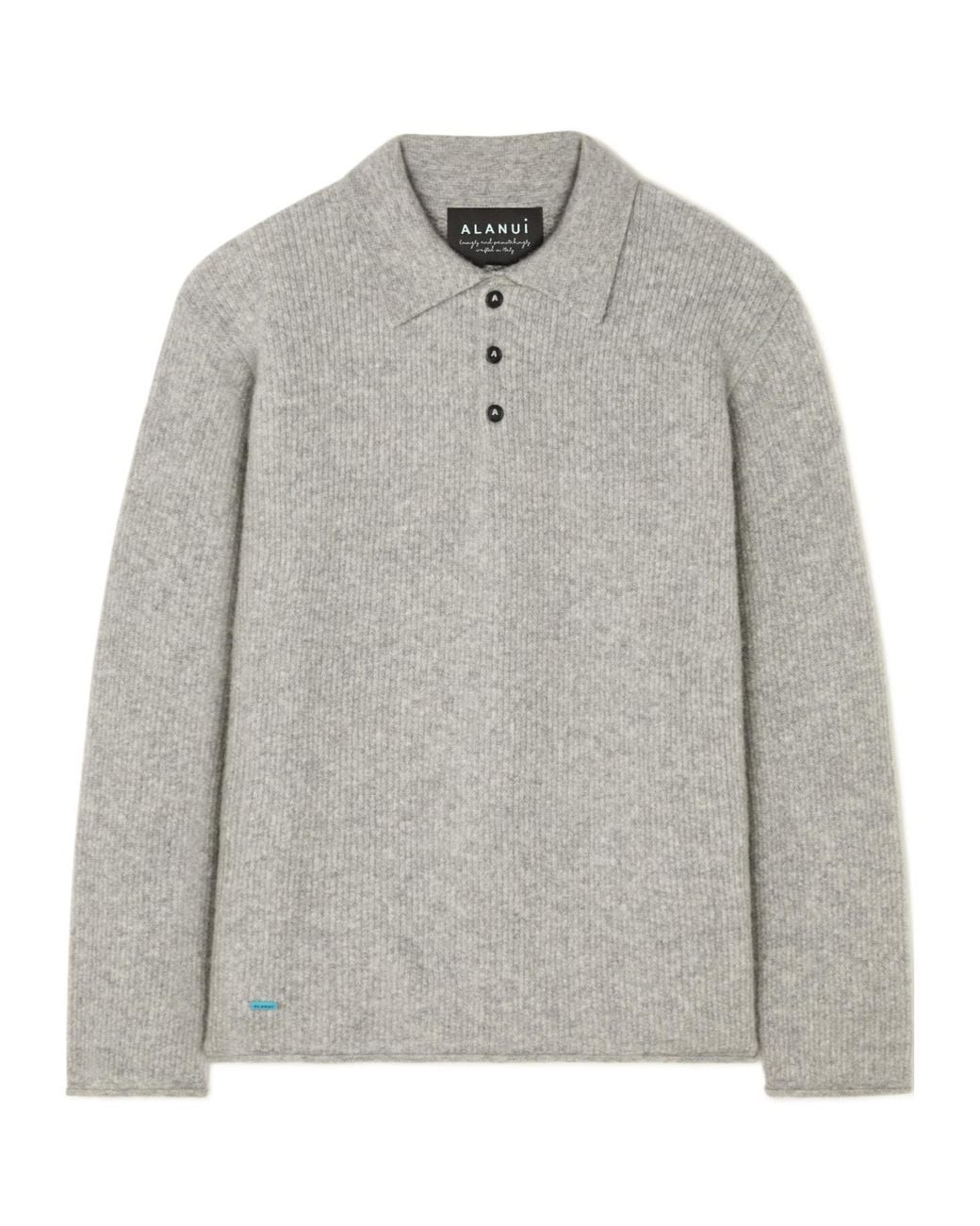 Alanui Gray Cashmere Blend Polo Shirt for men
